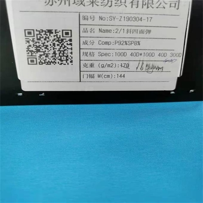 Twill πολυεστέρα υφάσματος 160gsm Spandex πολυεστέρα 148cm 100d αδιάβροχο